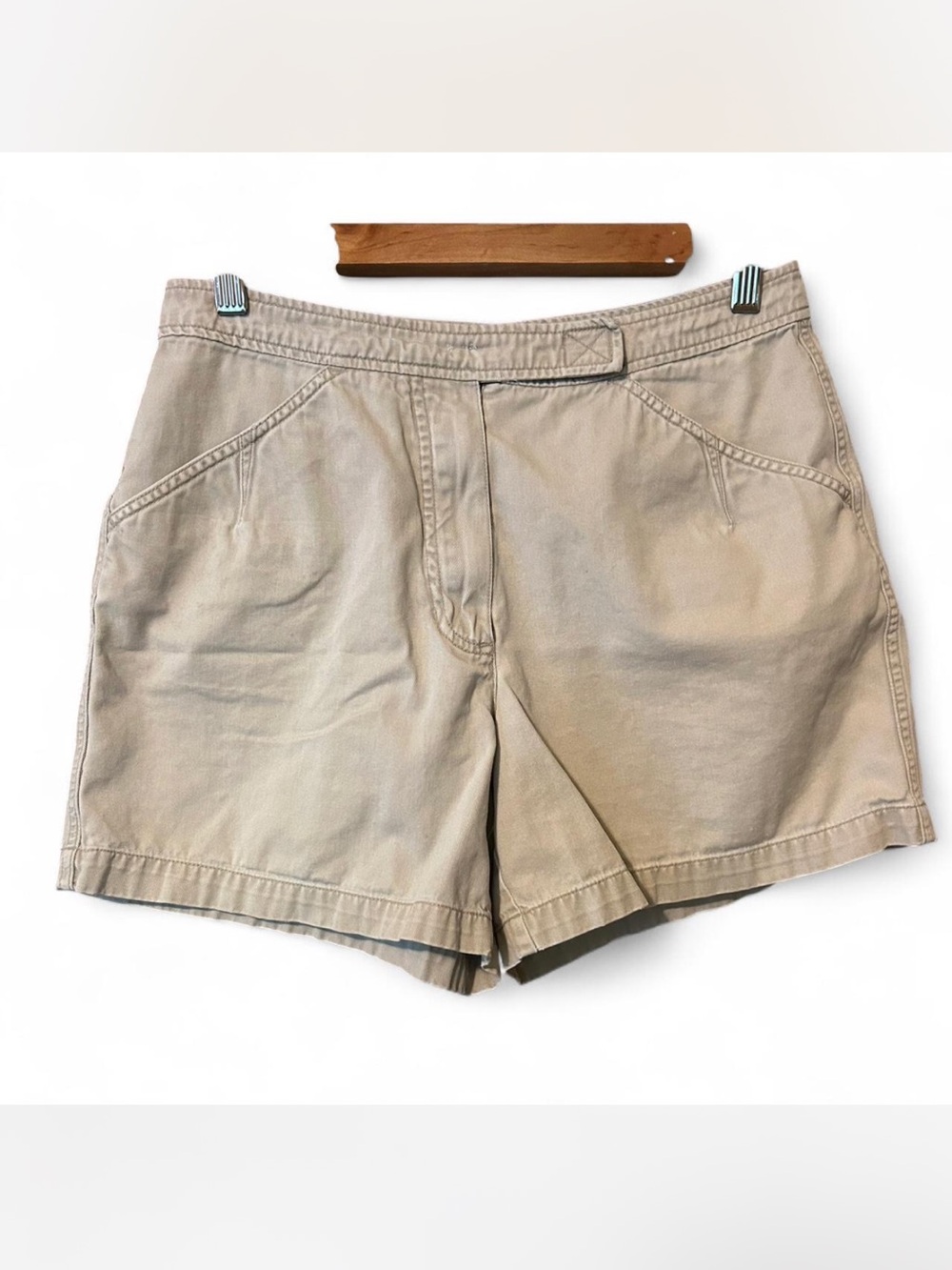 Classic High-Rise Beige Bermuda Shorts for Women